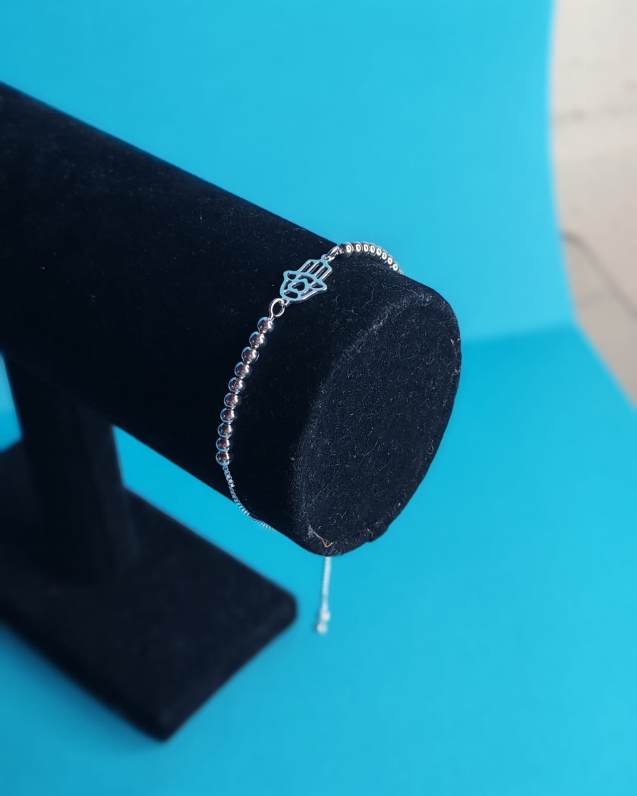 Pulsera Ajustable Bolitas Mano De Fatima
