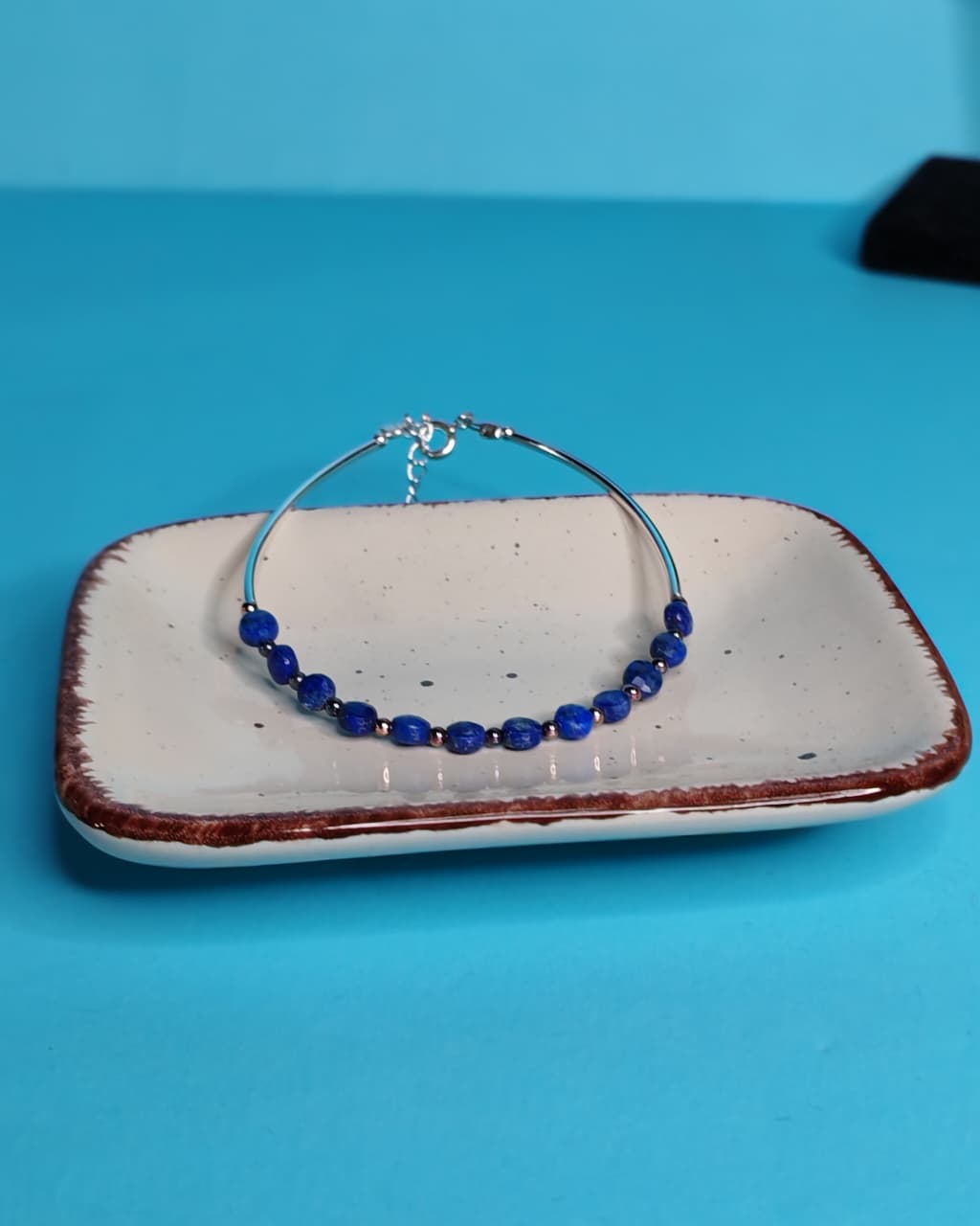 Pulsera Piedra Natural Con Tubos Lapislazuli
