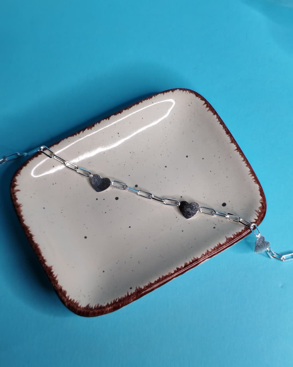 Pulsera Eslabones Con Cuatro Corazones Lisos