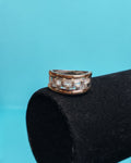 Anillo Baguette Corrido Plata Con Oro