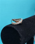 Anillo Cruzado Microcircones Plata Con Oro
