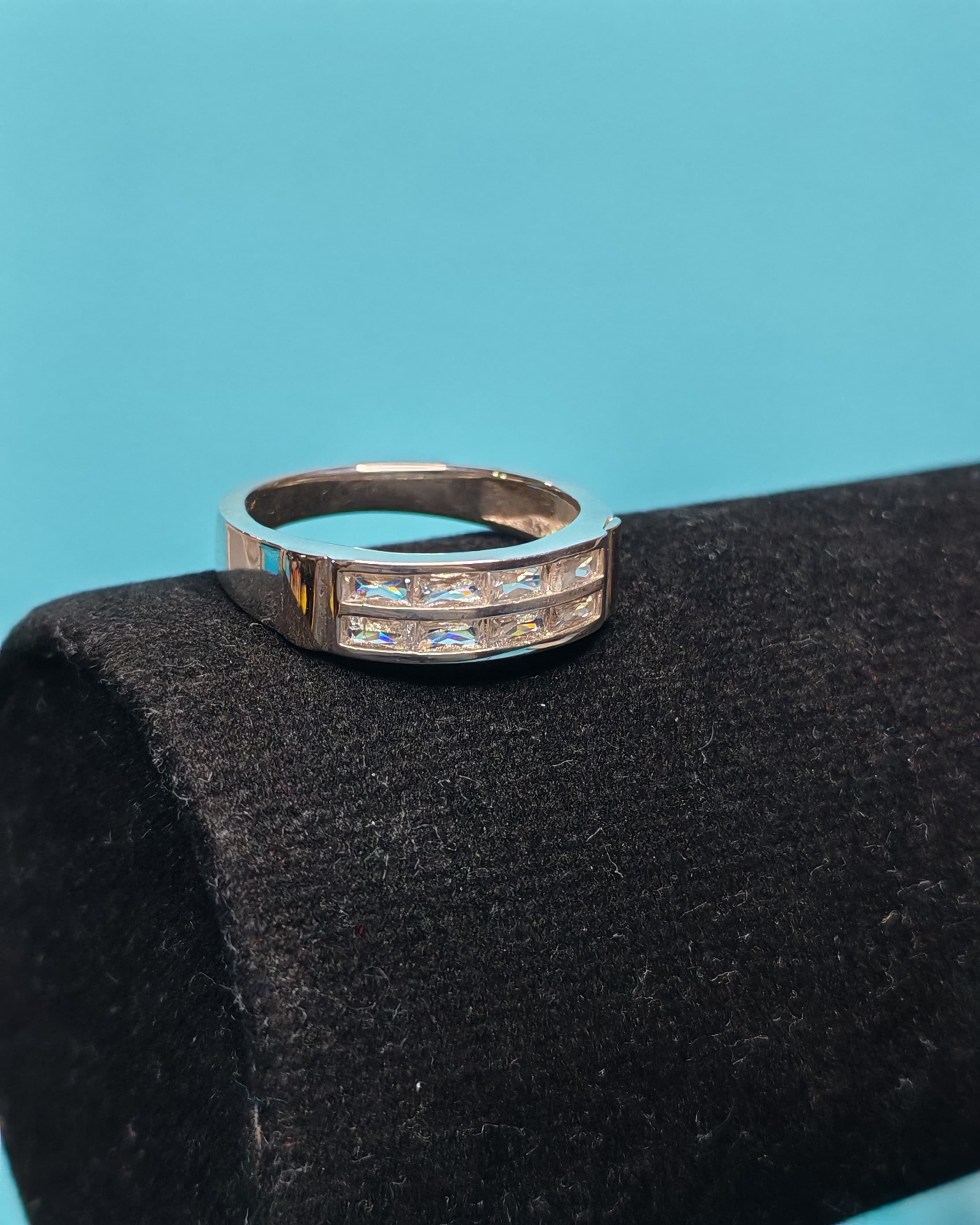 Anillo Baguette Plata Con Oro