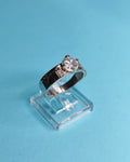 Anillo Compromiso Solitario Linea Plata Con Oro