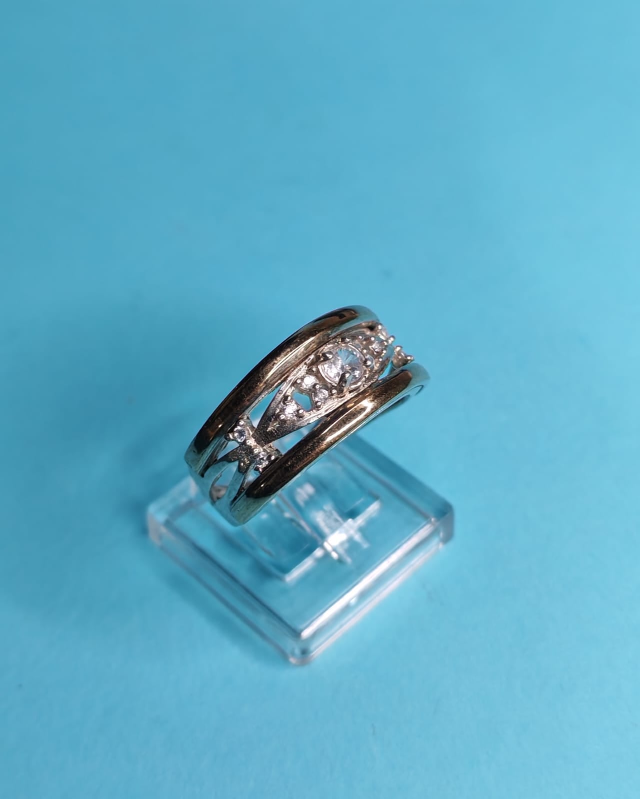 Anillo Microcircones Plata Con Oro