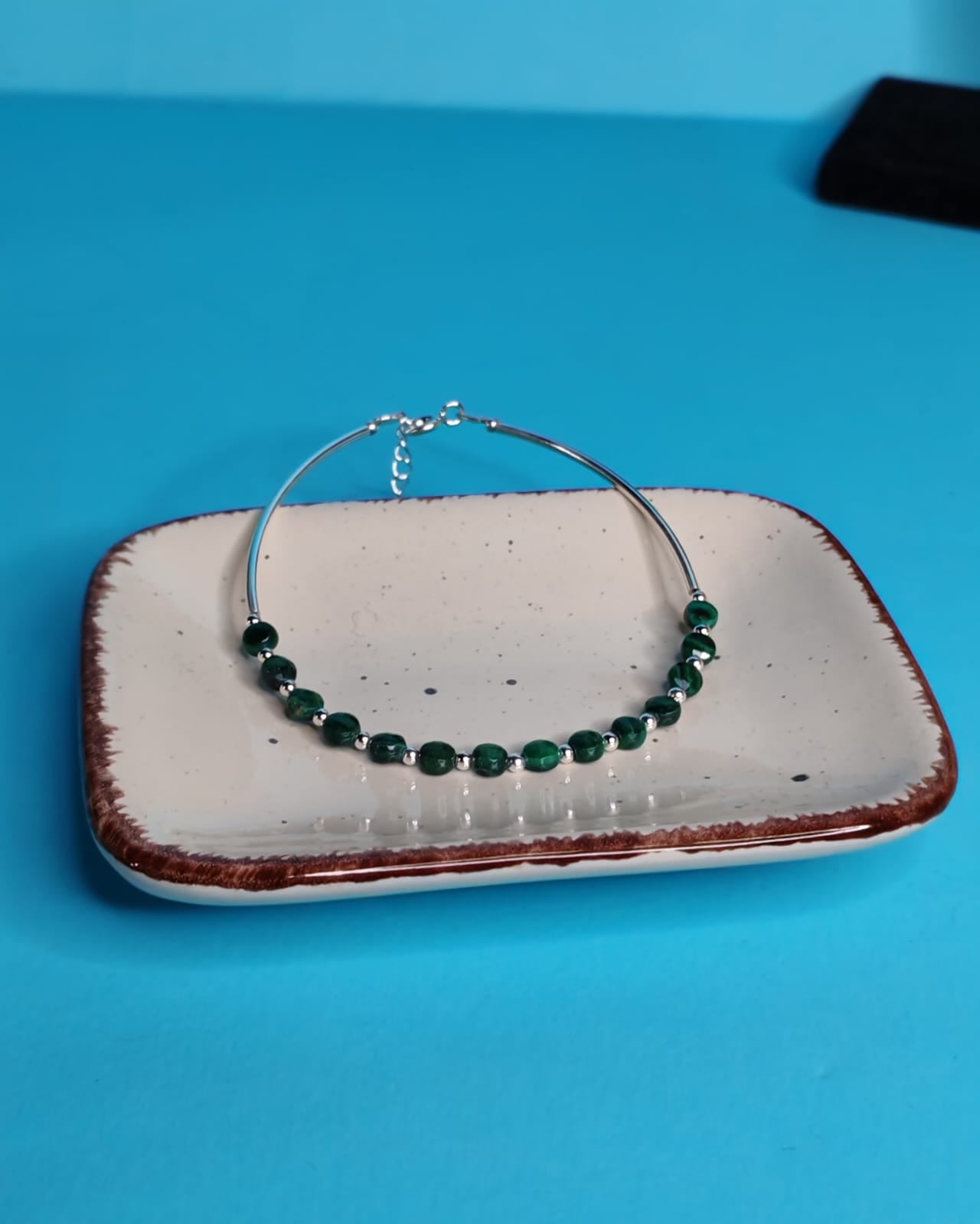 Pulsera Piedra Natural Con Tubos Malaquita