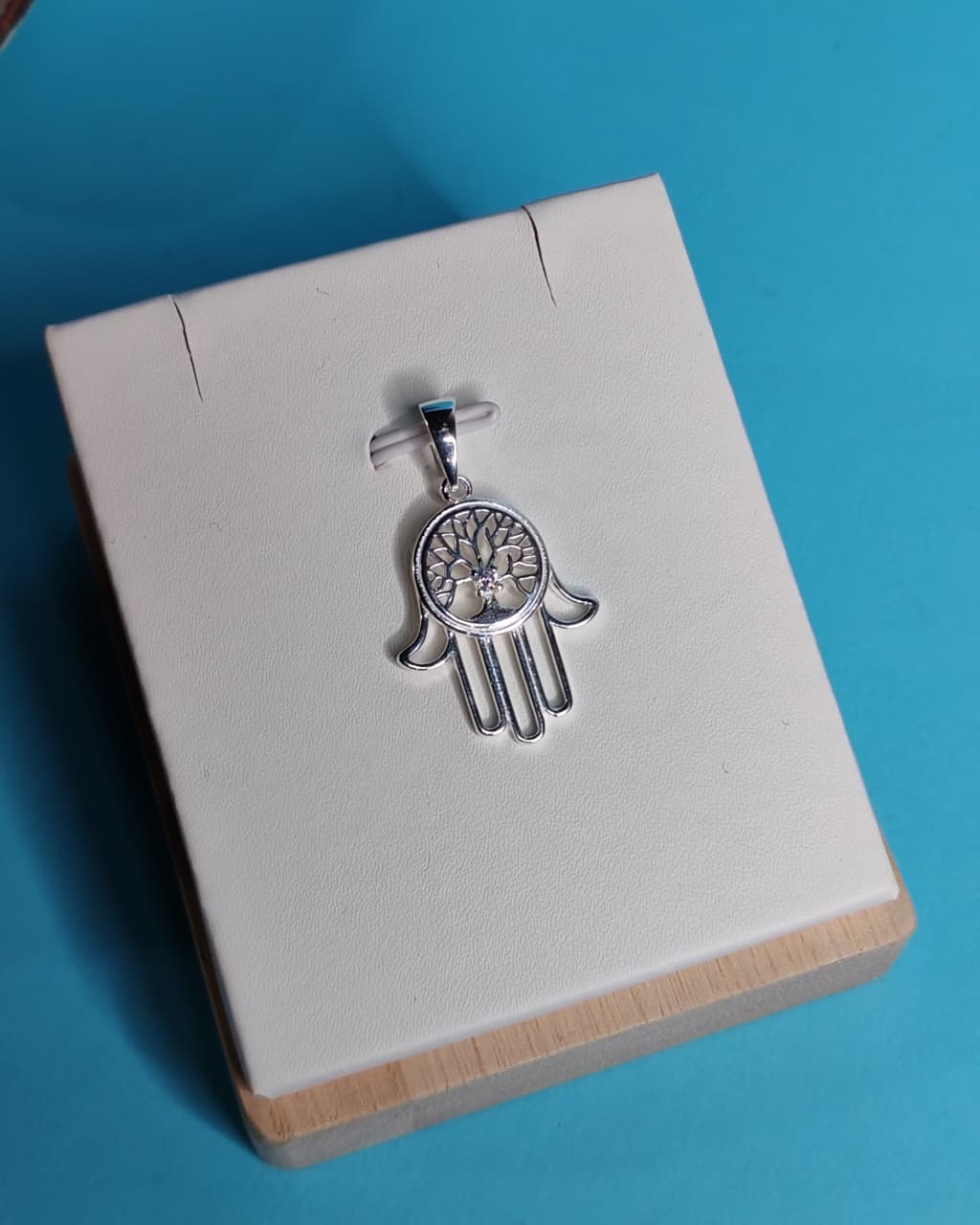 Colgante Mano De Fatima Con Arbol De La Vida Circon