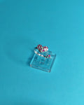 Anillo Ajustable Corazòn Circones Fucsia Blanco
