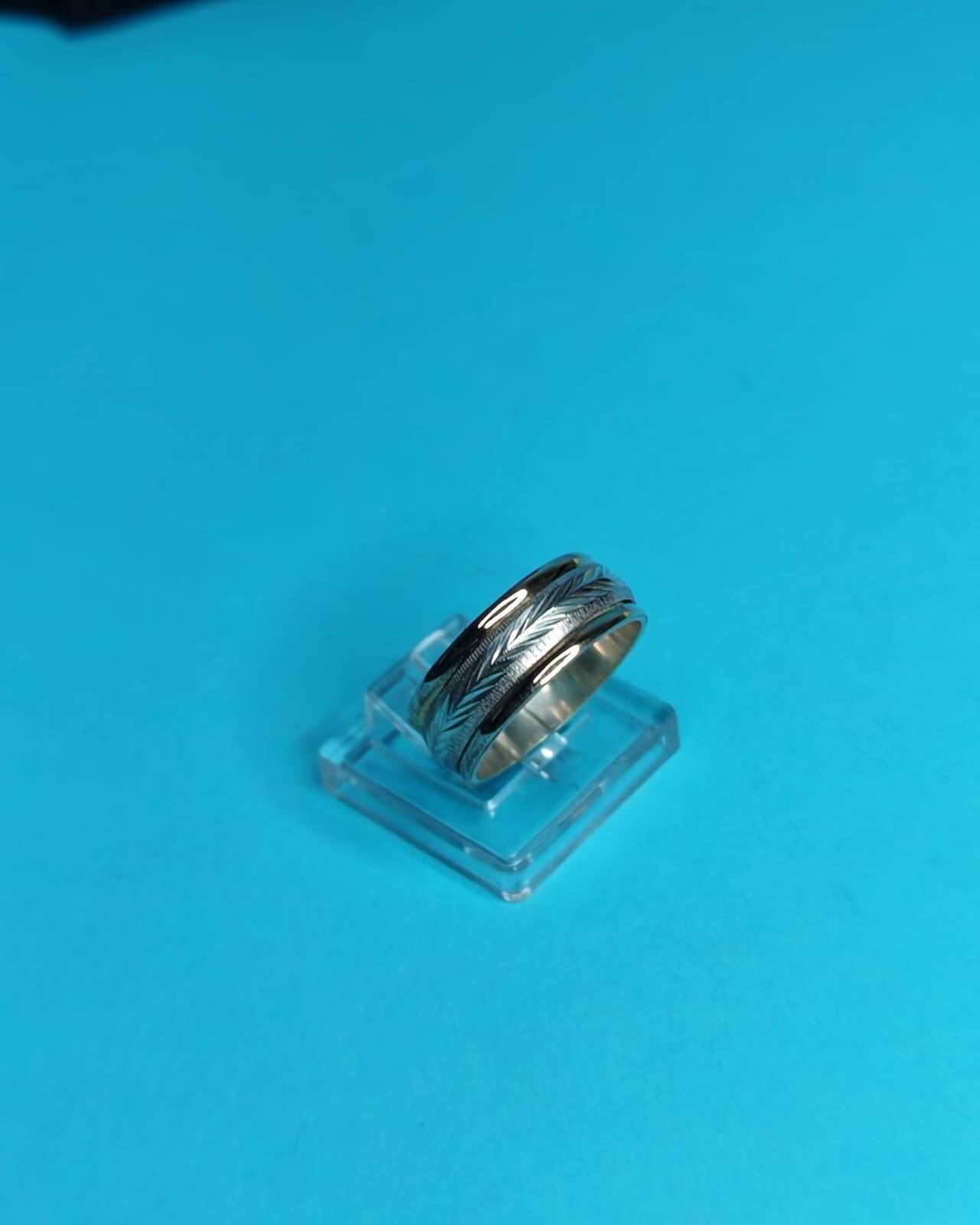Anillo De Compromiso Plata Con Oro Espiga Talla 15