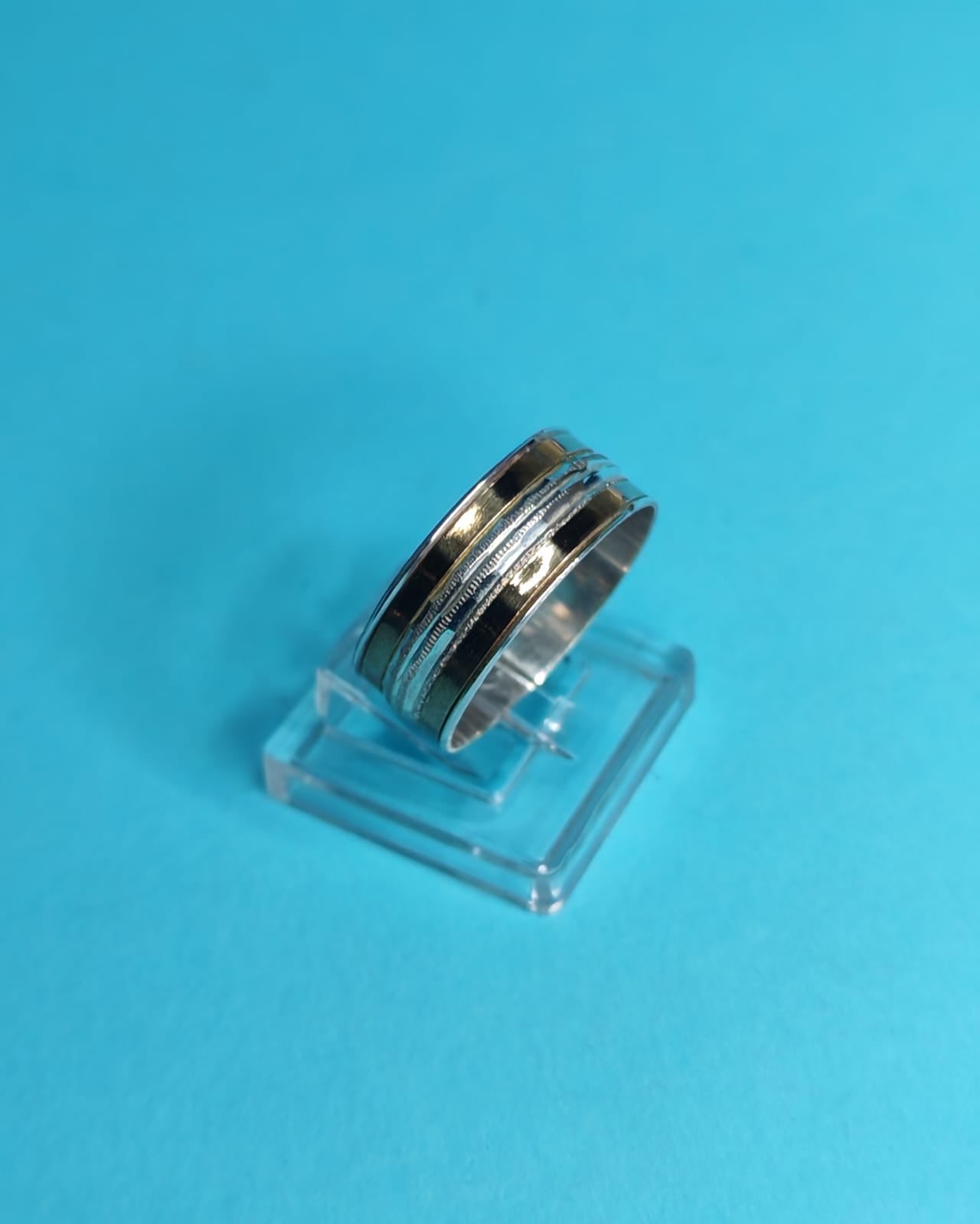 Anillo De Compromiso Plata Con Oro Limado Talla 25