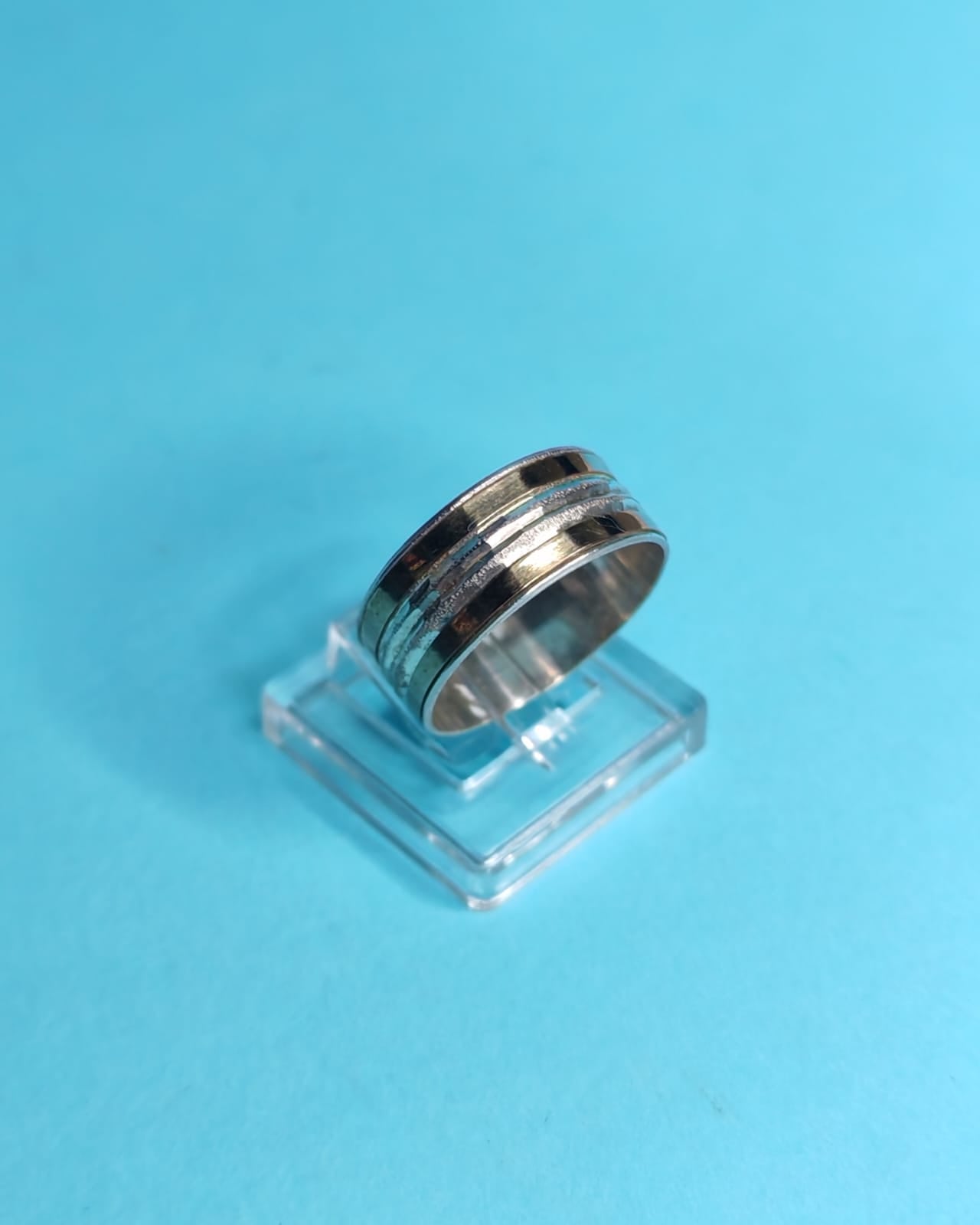 Anillo De Compromiso Plata Con Oro Limado Talla 15