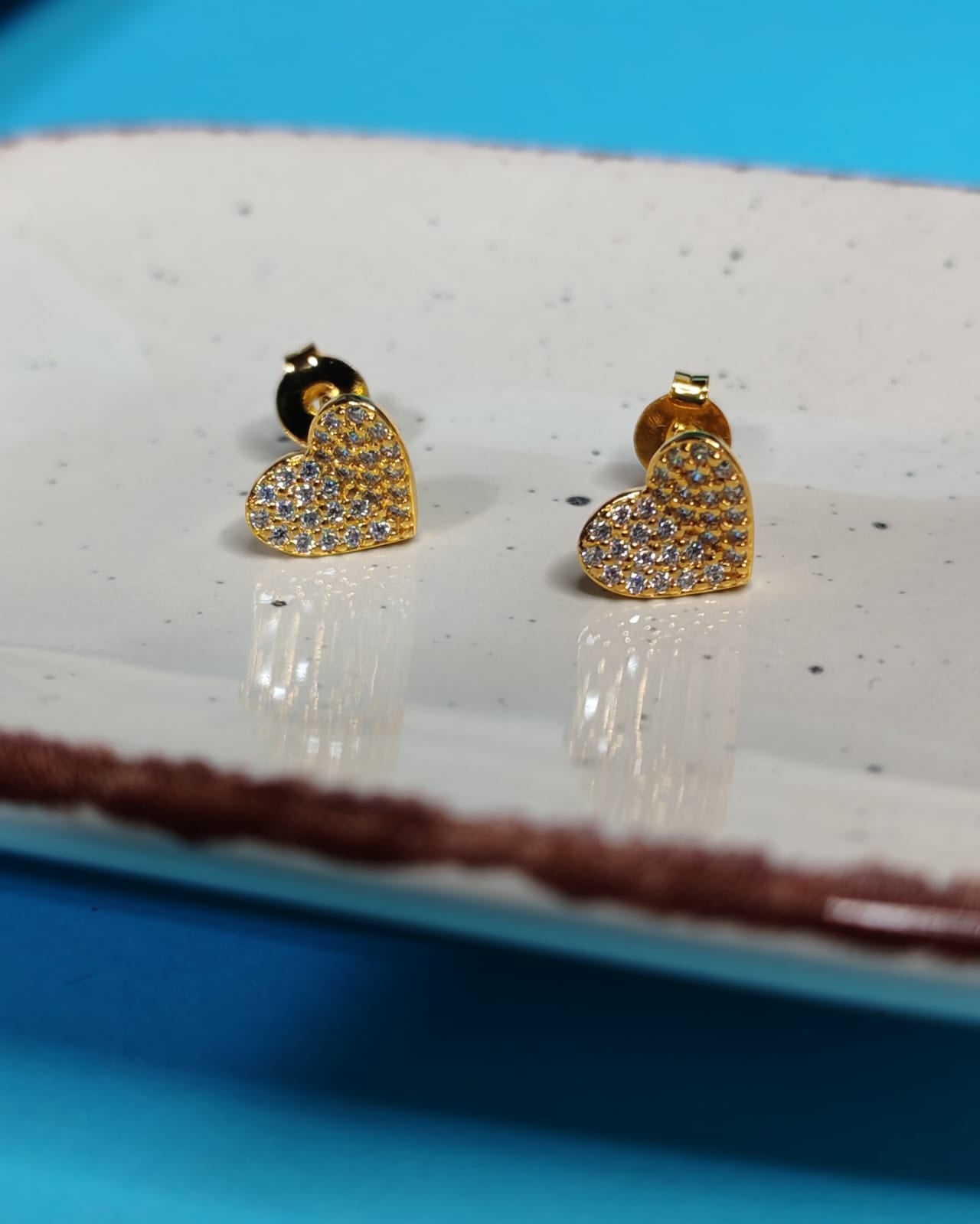 Aro Corazon Microcircones Baño de Oro