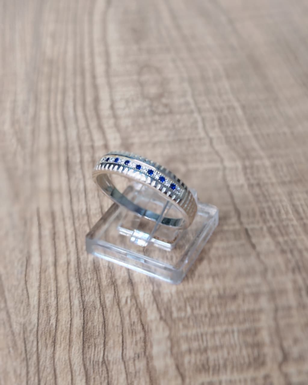 Anillo Cintillo Blanco Azul