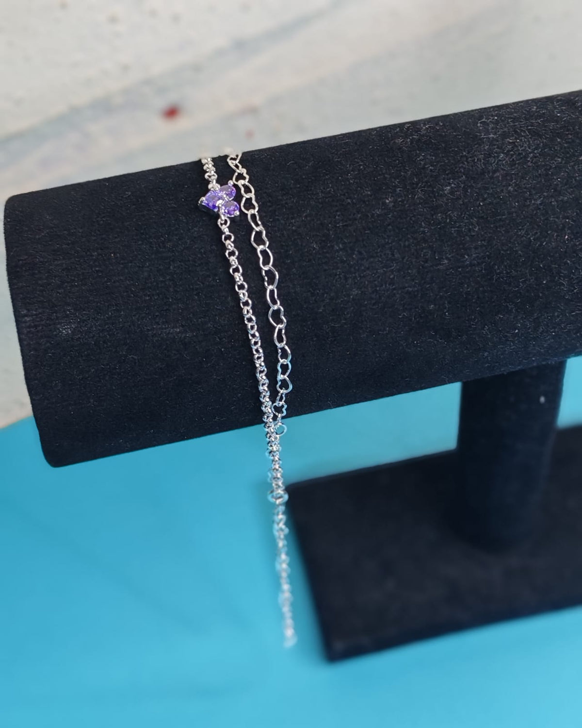 Pulsera Doble Corazòn Morado