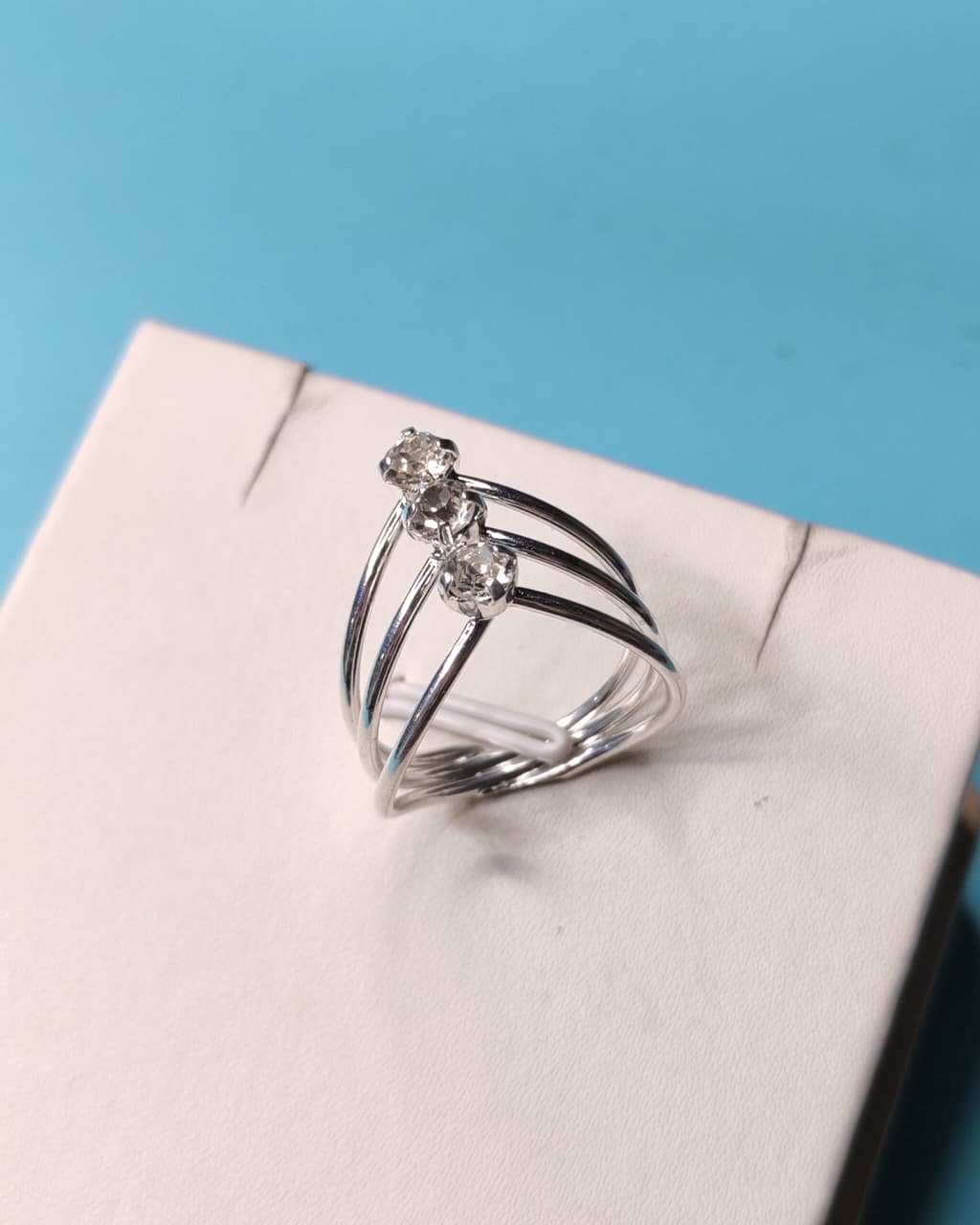 Anillo Triple Linea Circon Blanco