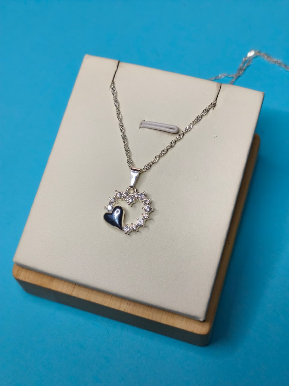 Collar Doble Corazon Vacio Microcircones