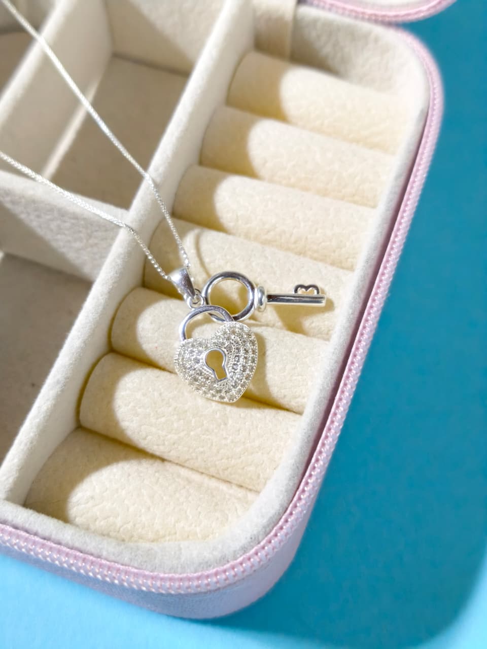 Collar Candado Corazon Microcircon Con Llave