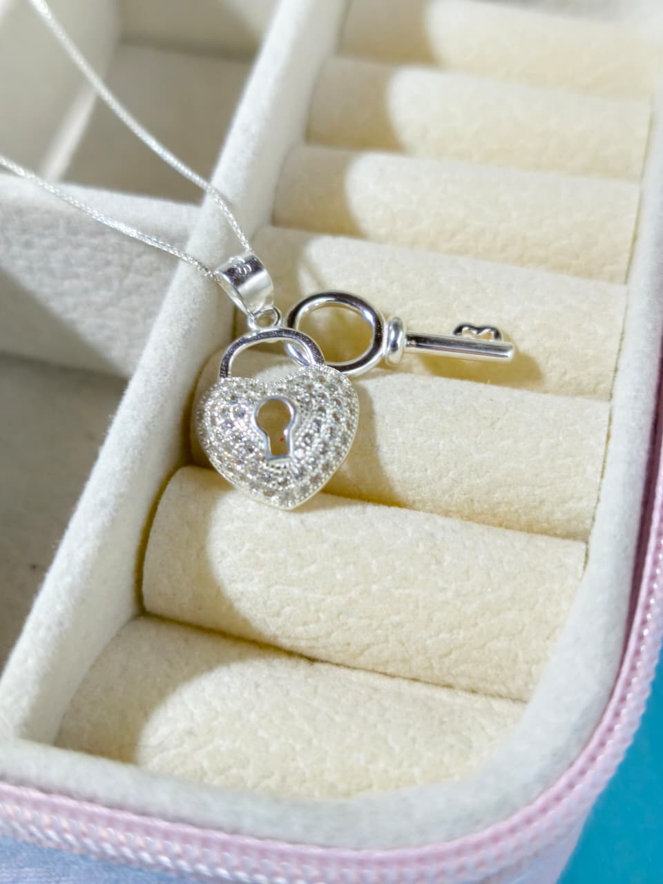 Collar Candado Corazon Microcircon Con Llave